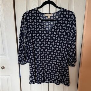 Michael Kors Dark Blue Paisley Blouse